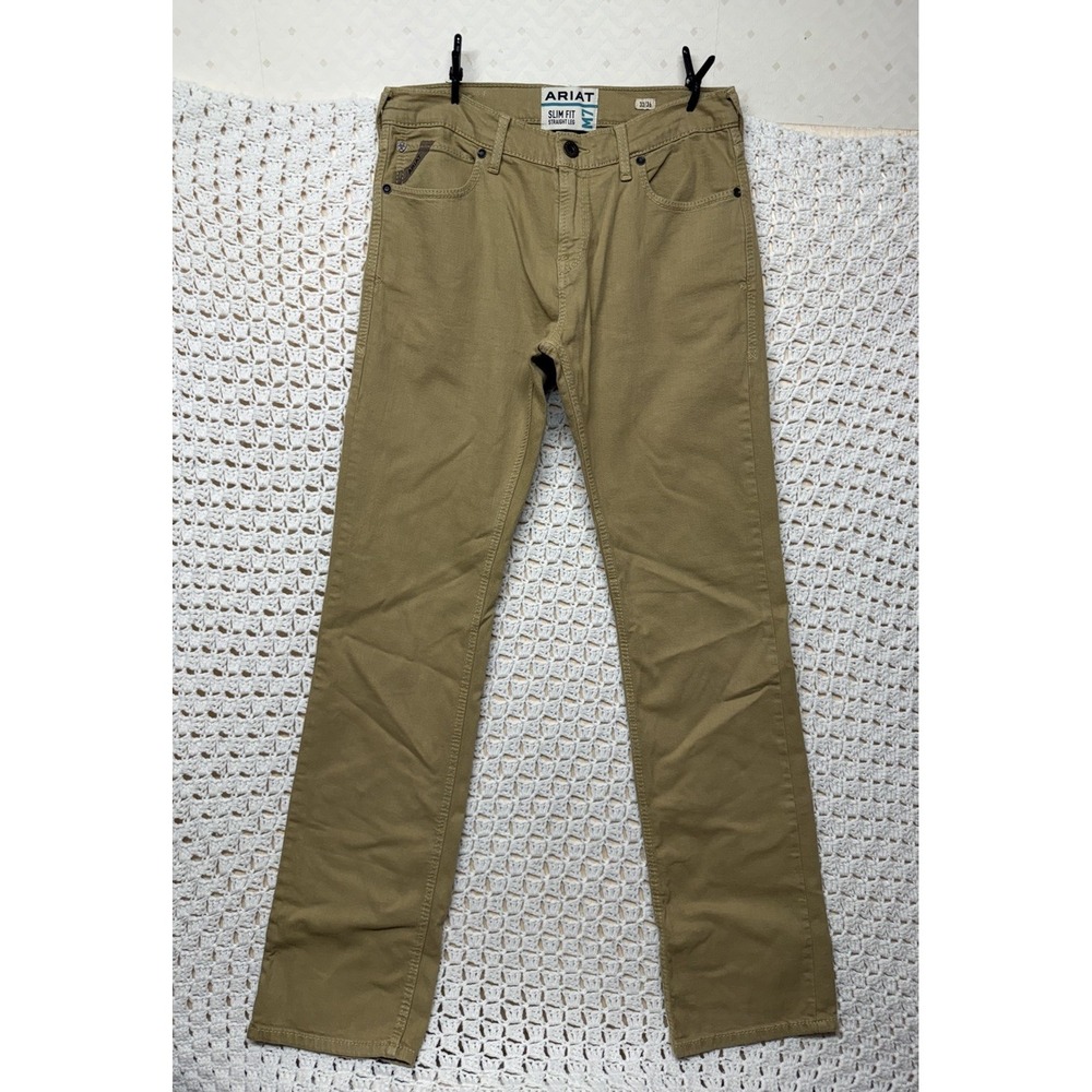 Ariat M7 Jeans Mens 33x36 Beige  Denim Slim Fit Straight Leg